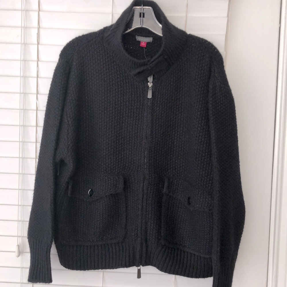 Vince Camuto Sweater Zip up Cardigan SZ M Black New with Tag!